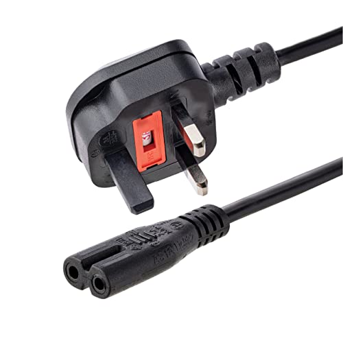 StarTech.com 1,8 m GB Laptop Ladekabel, BS 1363 Stecker auf C7, 2,5A 250V, 18AWG, Schwarz, Laptop Ersatzkabel, Drucker Stromkabel, UK Laptop Stromkabel/Netztkabel (PXTNB2SUK6)