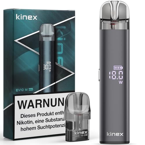 EVIO M PRO E Zigarette Pod System Starterset, MTL RDL E-Dampfer 1100mAh 6W-30W Aufladbar Vape Kit mit 2 Nachfüllbar Kartusche 2,8ml, E-zigaretten Ohne Liquid, Dunkelgrau