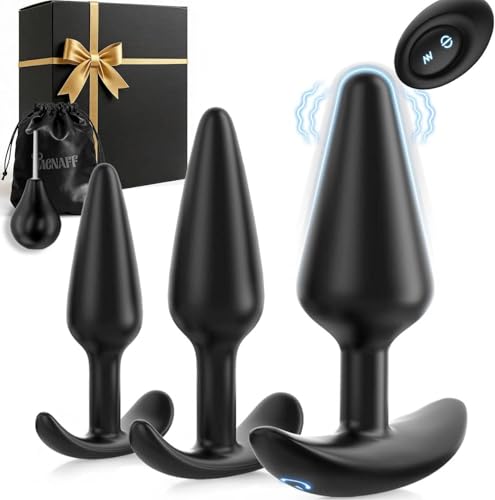 Analplug 3er-Set mit 12 Modi Vibration Analvibratoren für Mann Frau, Butt Plug für Frauen Sex Spielzeug für die Paare Anal Vibrator, Anal Plug Sexspielzeug Männer Prostata Dildo Buttplug Analplugs