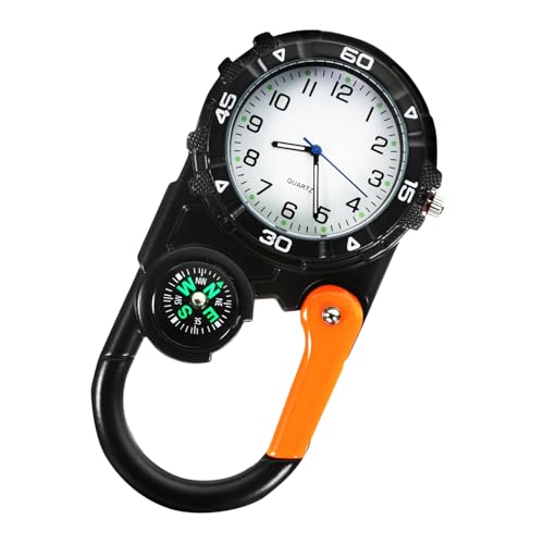 WUIOWPPIC Carabiner Watch Luminous Clip on Quartz Watch Compass Taschenuhr Mit Karabiner,Uhr mit kompass,Leuchtende Analog Quarzuhr Uhr Herren Damen Outdoor