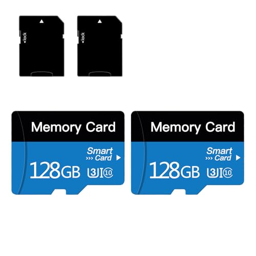 2er-Pack 128GB MicroSD Speicherkarte mit Adapter, Class 10, UHS-I, U1, A1, für Smartphone, Drohne, Dashcam [128GB*2]