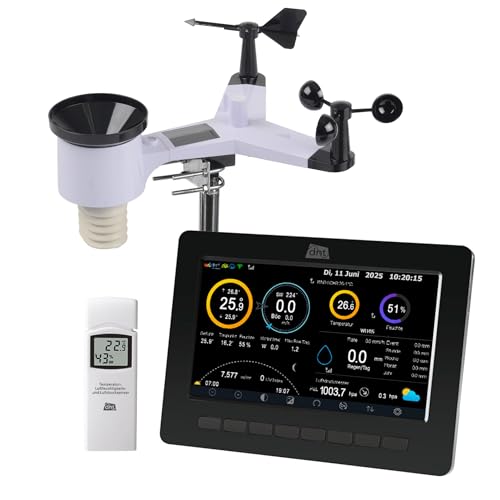 dnt WiFi-Wetterstation WeatherScreen PRO V2, Wetter- und Raumklima stets unter Kontrolle, DNT000026