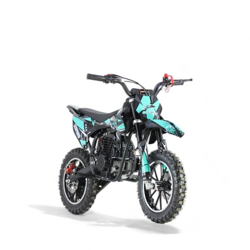 KXD 705 49ccm 4 Takt Leopard Dirtbike kinder Dirt Bike CrossBike Enduro DirtBike pocket 49cc Pitbike PocketBike Motocross Motorrad Motorbike Motorsport Pocket Vollcross Crossbike (Türkis)