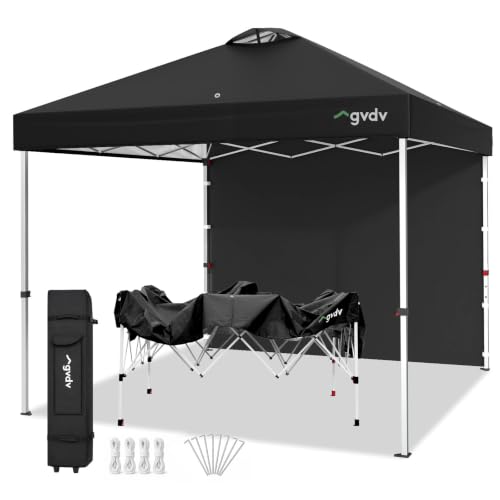 GVDV Pavillon 3x3 Pop Up Wasserdicht Stabil mit 1 Seitenteil, Rollentasche