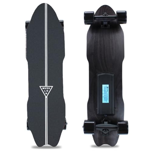 Oiyekntd Elektrisches Skateboard mit Fernbedienung, wasserdichtes Longboard-Skateboard, 7-lagiges Ahornholz, 15 km Reichweite, 25 km/h Höchstgeschwindigkeit, Pendler-Longboard für Anfänger E