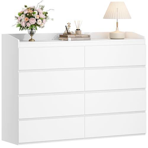 Hzuaneri Kommode mit 8 Schubladen, 40 x 120 x 108 cm, Weiß