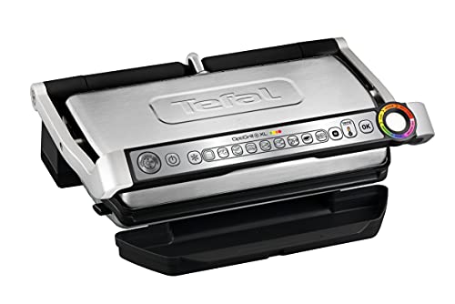 Tefal OptiGrill+ XL Kontaktgrill, 9 Programme, manueller Modus, 200 W, Garstufenanzeige, Dickemessung, Abnehmbare XL-Platten, Elektrogrill, Edelstahl, GC722D16