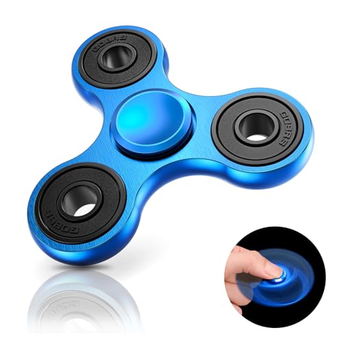 Coolden Fidget Spinner Metall Fidget Toys EDC Hand Spinner Hochwertig Schleuderzeit 2-5 Min Angst Anti Stress Spielzeug Geschenk für Kinder Erwachsene Edelstahl Finger Kreisel für Büro Schule Blau
