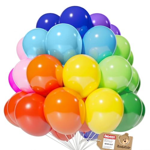 Bastelbär Bio-Luftballons 100 Stk – 11 Farben, Naturlatex, Made in EU
