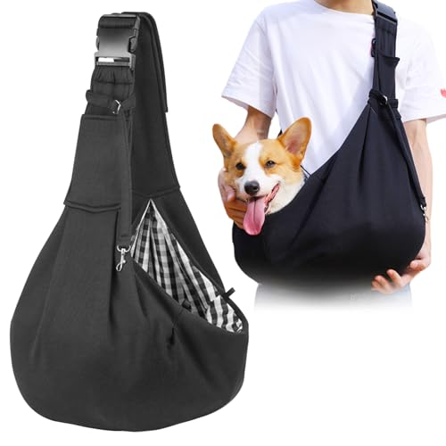 Hundetragetasche, Verstellbare Tragetasche Hund, Hundetragetasche Bis 15kg, Geeignet für Spaziergänge mit dem Hund und Picknicks im Freien, Radfahren Transporttasche Hundetasche (schwarz)