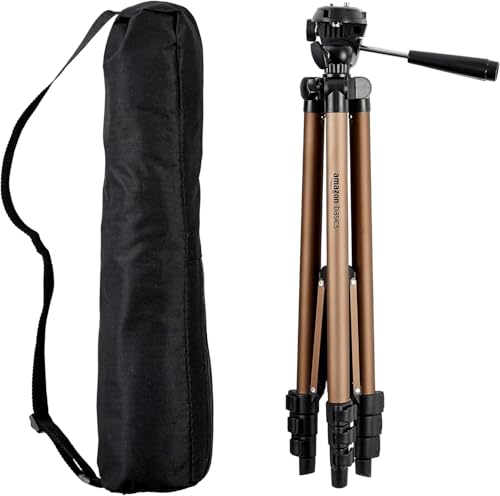 Amazon Basics Kamerastativ, 127,0cm/50,0in, Leicht, mit Tasche, Höhenverstellbar, für DSLR-Kameras, Champagnerfarben