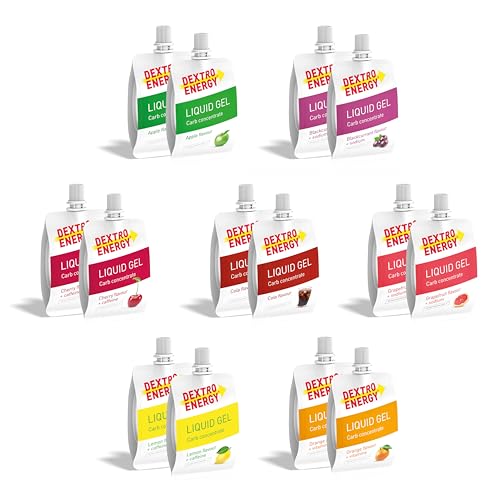 Dextro Energy Liquid Gel Mix Pack - 14x60ml (14er Pack) - Energielieferant mit Zusatz von Natrium, Koffein oder Vitaminen