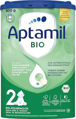 Aptamil Bio 2 – Die Bio-Folgemilch nach dem 6. Monat – Pflanzliche Öle, ohne Palmöl, 1 x 800 g