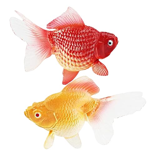 xowwyue 2 Stück Gefälschte Goldfische Künstliche Bewegliche Fische Plastikfischmodell Schwimmende Deko Aquarium Ornament Für Zuhause, Büro, Tank, Kollegen, Freunde 4,5x5 cm