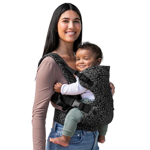 Infantino Flip Advanced 4-in-1 Babytrage, Ergonomisch, Umwandelbar, mit Blickrichtung Nach Innen und Außen, Vorne und Hinten Tragbar für Neugeborene bis Kleinkinder von, Schwarzer & Grauer Leopard