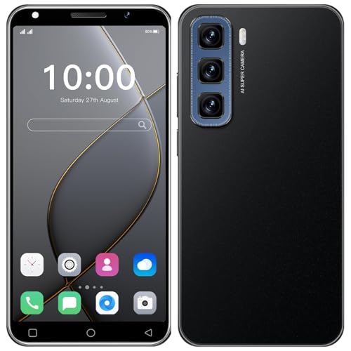 JtQtJ Cheap Mobile Phones, 5.0'' HD Display, 16GB ROM/Up to 128GB, Dual SIM, Dual Cameras, Android 9.0,Support WiFi, GPS, Bluetooth,Face ID,Big Battery Cell Phone (Black)