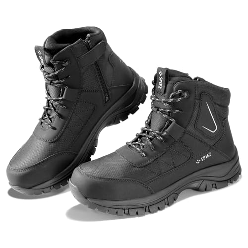 SPIEZ S3 Sicherheitsschuhe Herren – Sicherheitsstiefel mit Stahlkappe, Wasserdicht, Kevlar-Durchtrittschutz, SRC Rutschfest & Antistatisch – Arbeitsschuhe für Bau & Industrie, Schwarz EU 43