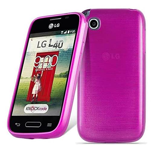 Cadorabo Hülle kompatibel mit LG L40 Schutzhülle TPU Silikon Case Brushed Design Slim Kratzfest Weiche Gummi mit Rundumschutz Case Hülle für LG L40 in Pink