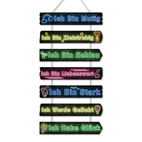 Putuo Decor Inspirierende Wanddekoration, farbenfrohe Wandkunst für Kinderzimmer für Mädchen und Jungen, MDF inspirierende Zitate mit positiven Sprüchen, Schild für Jugendzimmer