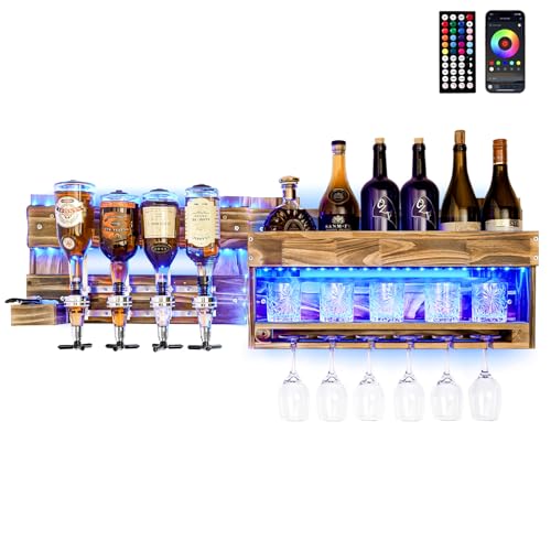 Yorbay Weinregal Palette Geflammt Holz: Wandbar mit 4 Getränkespender