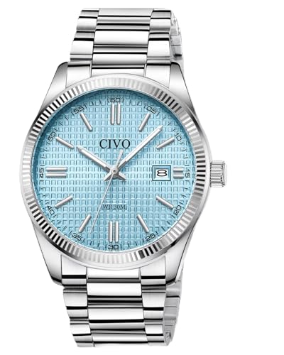 CIVO Herren Uhr Analog Armbanduhr: Edelstahl Business Datum Uhren für Männer Silber - Wasserdicht Quarz Herrenuhr für Arbeit und Freizeit - Stylisch Geschenk für Ehemann Vater Sohn