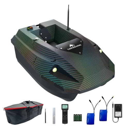 LOKEEVAN D50E GPS Köderboot mit Sonar, GPS + BeiDou Dual-Positionierung, 2 x 15600 mAh Akku, 2 kg Köderkapazität, Wassertiefen- & Temperaturmessung, 100 Wegpunkte, Auto Return, 500 m Fernsteuerung