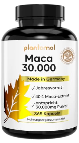 30.000mg pro Kapsel - 365 Maca Kapseln hochdosiert - 750mg Maca-Extrakt 40:1 = 30.000mg Maca-Pulver - 1 Kapsel/Tag - Jahresvorrat
