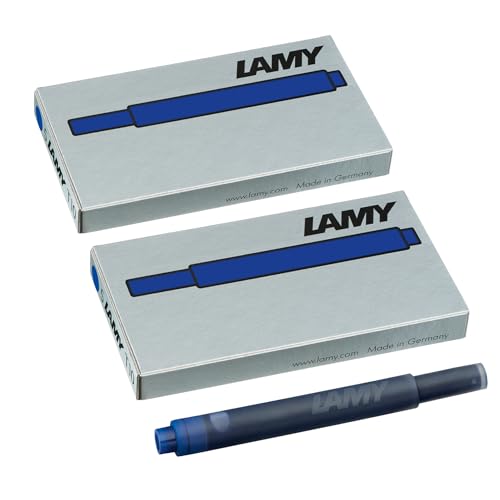 LAMY T10 2er Set löschbare Tintenpatronen mit großem Tintenvorrat - geeignet für alle Lamy Patronenfüllhaltermodelle - Inhalt 1,25ml je Patrone - 5 Stück pro Päckchen - Tintenfarbe blau