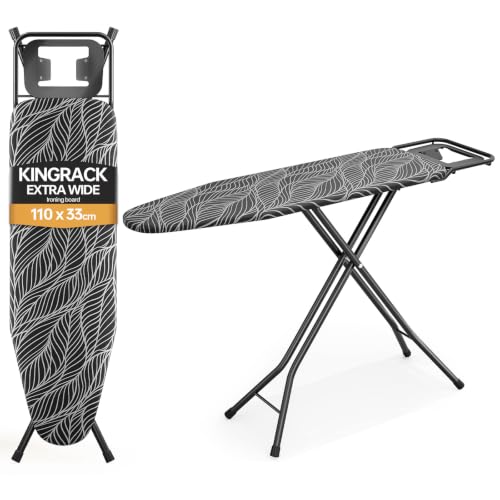 KINGRACK Bügelbrett mit Ablage, 7-Fach höhenverstellbar, 110 * 33cm, Grau