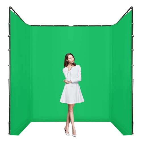 awolsrgiop 400cm x240cm Greenscreen Hintergrund mit Ständer, Verstellbares Chroma Key Hintergrundtuch für Studiofotografie & Live-Streaming, Video Zoom, Tragbarer Hintergrundständer mit Transporttasch