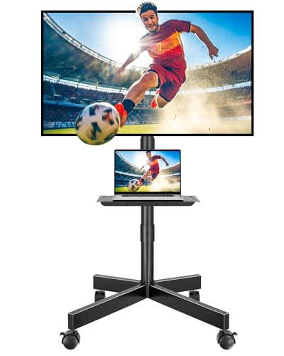 BONTEC TV Ständer Rollbar für 24-60 Zoll Fernseher, neigbar, bis zu 40 kg
