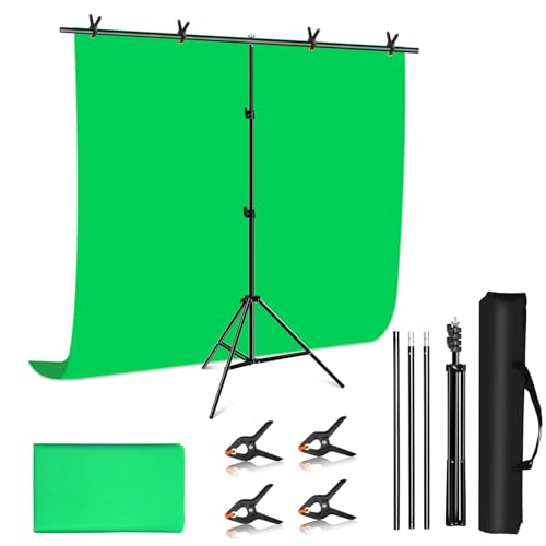 PULUZ Greenscreen-Hintergrund-Set mit Ständer, 6,5 x 6,1 m, tragbares Greenscreen-Ständer-Set, GreenScreen-Hintergrund mit Ständer, Tragetaschenklemme für Fotoshooting, Fotografie, Video