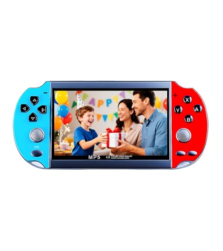 CZT Retro Konsole 4,3 Zoll Handheld-Spielkonsole mit 3000 eingebauten Spielen, die MP3/MP4 archivierte Spiele tragbare Konsole Kinder Arcade Simulator und Geschenke für Kinder unterstützen(Blaurot)