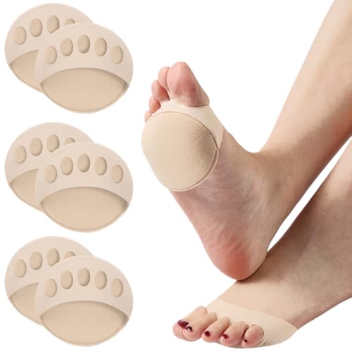BDEPSTR 3 Paar Vorfußpolster aus Stoff, Vorfußpolster mit hoher Ferse, unsichtbare Fünf-Zehen-Socken, weiche Mittelfußpolster zur Schmerz- und Drucklinderung