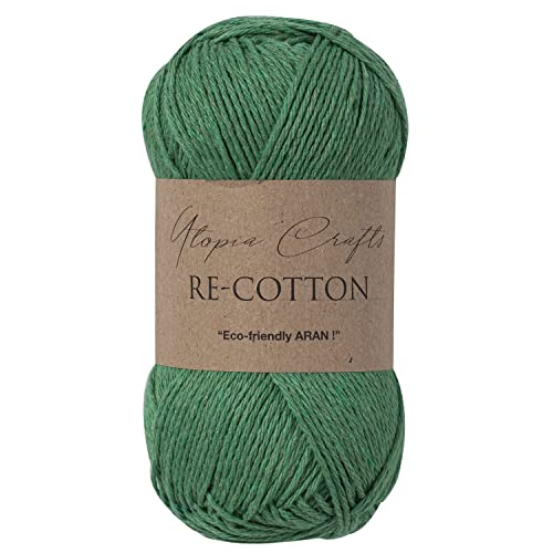 Utopia Crafts Re-Cotton Strickgarn, 100 g (immergrün), Dunkelgrün (Evergreen)