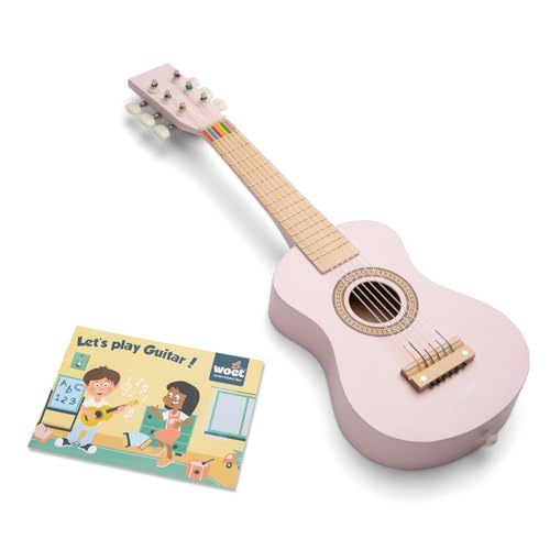 Woet Rosa Holz-Gitarre mit 6 Nylonsaiten und Liederbuch