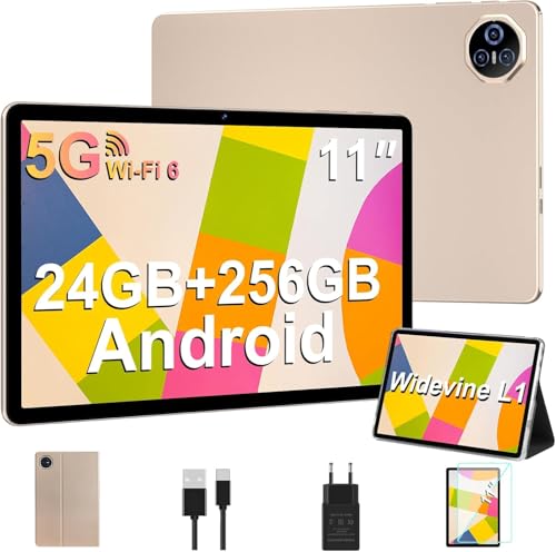 BIEGEDY 2026 Neuestes Tablet 11 Zoll Android Octa-Core Gemini AI,Tablet PC 24 GB RAM + 256 GB ROM (TF 2TB) | WideVine L1丨8000mAh丨WLAN 6丨5+13MP丨Bluetooth5.0丨1280 * 800丨Metallabdeckung