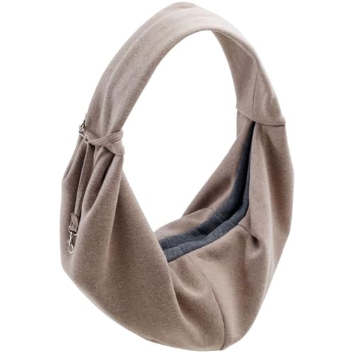 HUNTER Tragebeutel LOS ANGELES, Farbe: taupe/grau, für Welpen, kleine Hunde & Katzen bis 8 kg, ergonomische Form, mit Karabiner, weiches Baumwoll-Polyester-Gewebe, waschbar, Größe: 60 x 30 cm