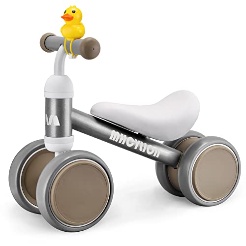 Kinder Laufrad ab 1 Jahr Balance Lauflernrad Spielzeug mit 4 Räder für 10-24 Monate Baby, Rutschrad Fahrrad für Jungen Mädchen als Geschenke, Silber