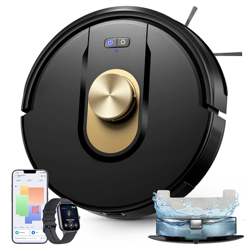 Vexilar W9 Saugroboter mit Wischfunktion, 5000Pa Staubsauger Roboter, LiDAR Navigation, 50 dB Leiser Roboterstaubsauger, 150 Min Laufzeit, 15 No-Go Zonen, 5 Karten, Sprach-, App- und Fernbedienung