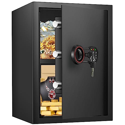 70L Großer Safe Tresor Feuerfest, Digitale Feuerfester Tresore mit Kombinationsschloss, Abnehmbares Regal und Ersatzschlüssel, Anti-theft Möbeltresor für Zuhause, Geld, Dokument and Wertgegenstände