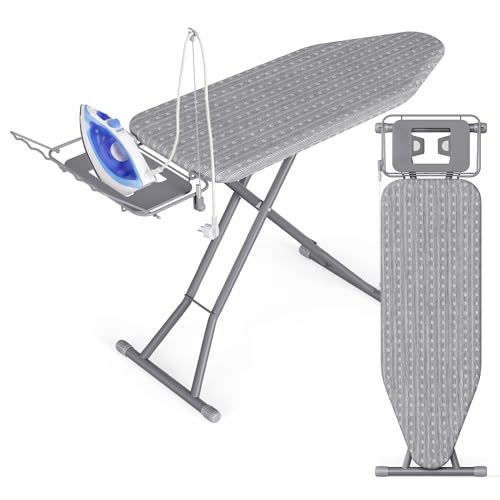 SONGMICS Bügelbrett, 122 x 38 cm Bügelfläche, höhenverstellbar, klappbar