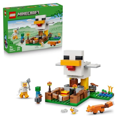 LEGO Minecraft Hühnerfarm - Spielzeug zum Bauen mit Hühner Fan Minifigur, Baby Zombie und Fuchs Figuren - Set mit Minecraft Figur - Ostergeschenke für Jungen und Mädchen ab 7 Jahren - 21585