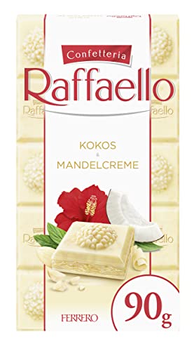 Ferrero Raffaello Tafel – Weiße Schokolade mit Kokos- und Mandelcreme – Ostergeschenk für Frauen & Männer –1 x 90 g Schokoladentafel
