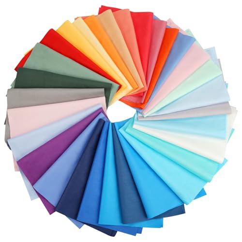 30 Stück Baumwollstoff Patchwork, 20cm x 25cm Einfarbige Quadrate, Buntes Stoffpaket Zum Nähen für Quilten und DIY Handwerk