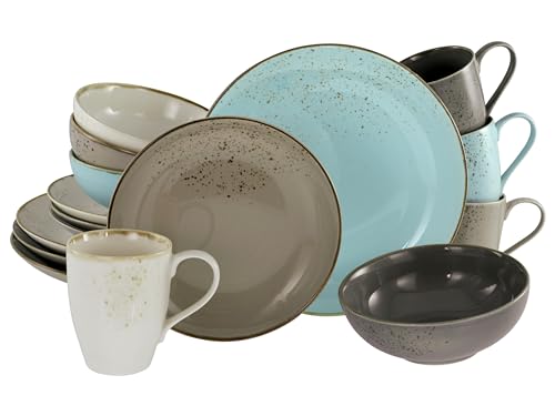 CreaTable, 19984, Serie Nature Collection, 16-teiliges Geschirrset, Kombiservice aus Steinzeug, spülmaschinen- und mikrowellengeeignet, Qualitätsproduktion