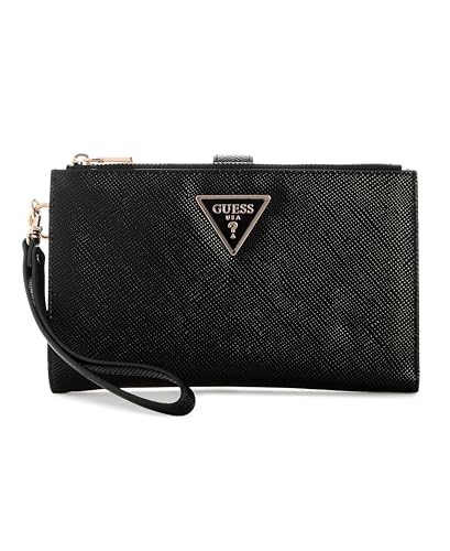 GUESS Damen Laurel Ii Wallet mit Doppeltem Reißverschluss, Organizer-Geldbörse, Schwarz