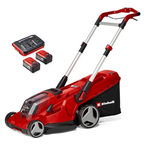 Einhell Akku-Rasenmäher RASARRO 36/42 Kit Power X-Change (36V, 42 cm Schnittbreite, bis 725 m², Brushless, 50L Fangkorb, Mulchfunktion, inkl. 2X 5,2Ah + 1x Twincharger)