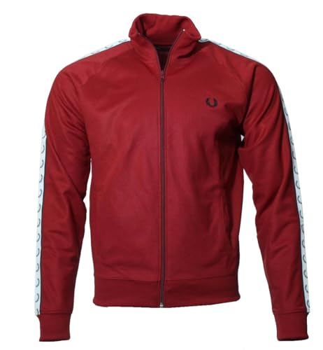 Fred Perry Herren Reißverschluss Jacke - J5557 (DE/NL/SE/PL, Alphanumerisch, XL, Regular, Regular, Rot)