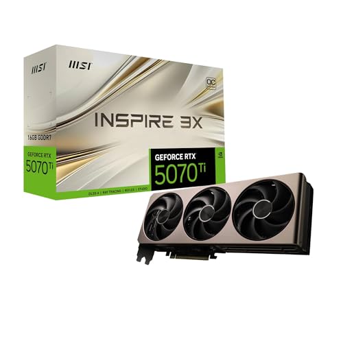 GeForce RTX 5070 Ti 16G Inspire 3X OC — 16GB GDDR7 (28Gbps/256-bit), PCIe 5, Boost: 2482 MHz, HDMI 2.1b, DisplayPort 2.1b